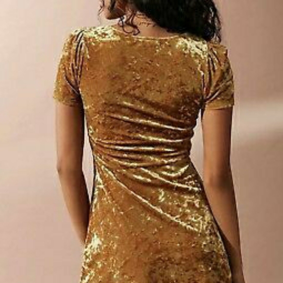 Urban Outfitters Gold Velvet Style Dress - Picture 2 of 7